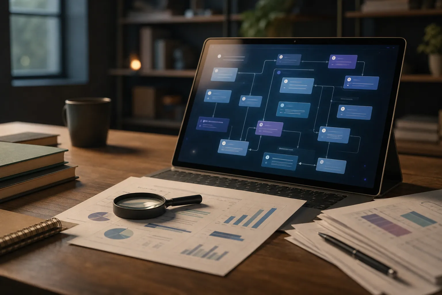 What an AI search reputation audit examines Editorial illustration of What an AI search reputation audit examines