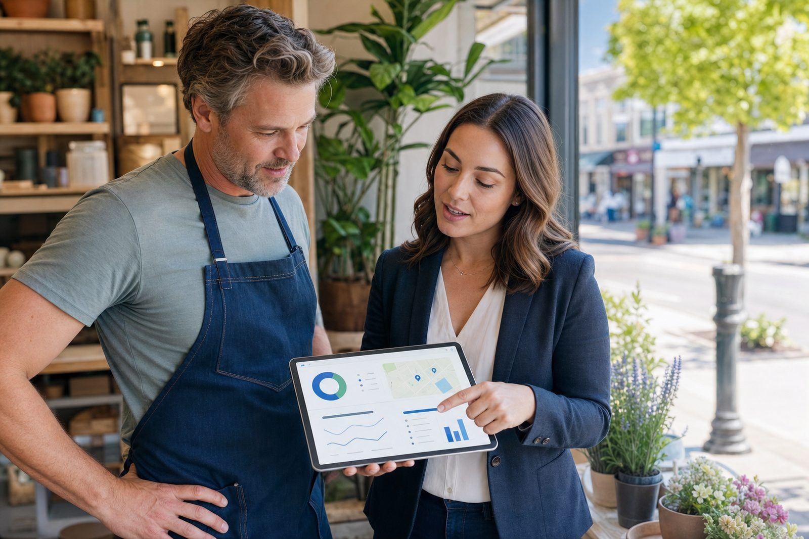 Answer engine optimization guide for local businesses showing a Google Business Profile and map pack cited inside an AI answer for a local service query
