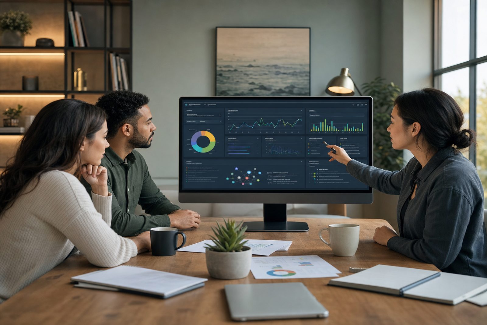 Treatment center marketing team reviewing an AI Overview citation dashboard for AEO performance