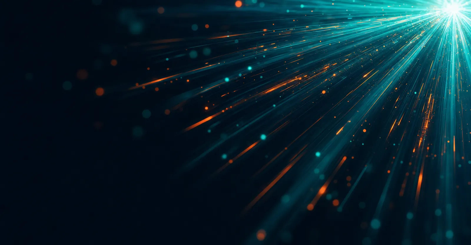 A burst of teal-glow light radiating from the upper right over dark navy — abstract SCALZ brand backdrop behind the Alaska headline
