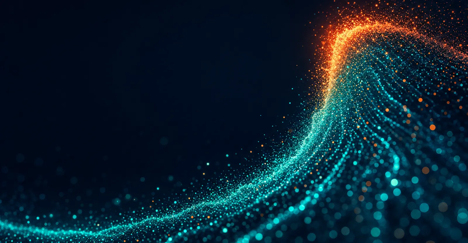 A wave of cyan and teal particles sweeping across the lower-right over deep navy — abstract SCALZ brand backdrop behind the Locations headline
